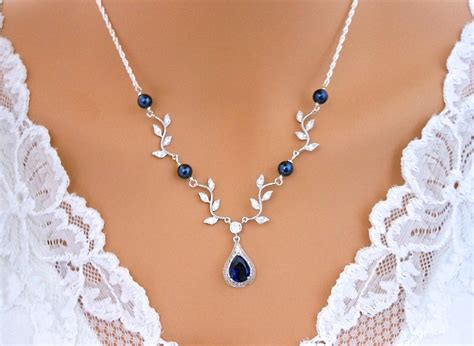 navy blue wedding jewelry.